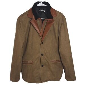 Retro Flex Supply Brown Suede Zip Button Men Small Jacket Vest Collar Light